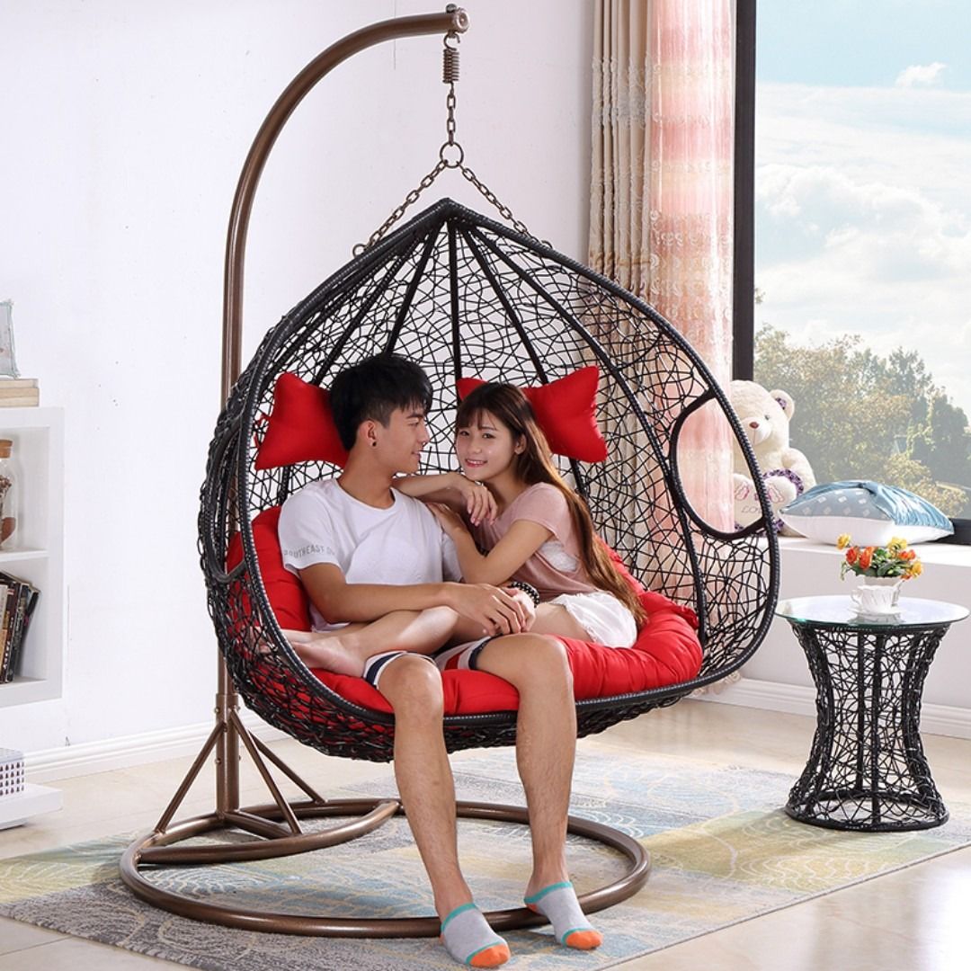 Quality Double Swing Chair PE Rattan Chair Hanging Chair Swing Chair cocoon Swing Furniture Home Living Furniture Chairs on Carousell