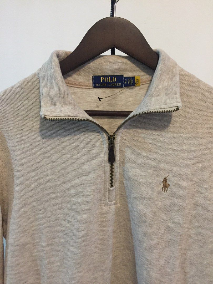 Beige ralph lauren quarter zip deals