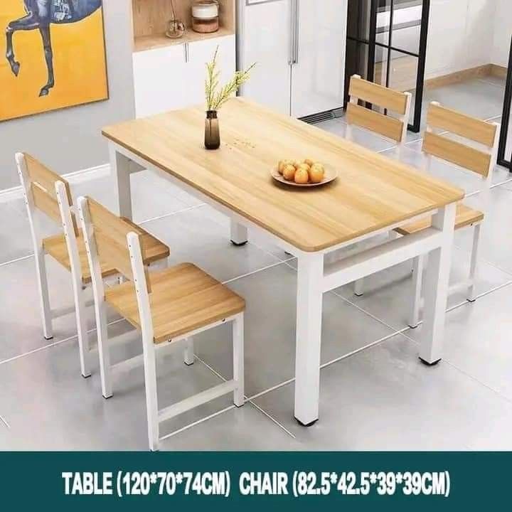 RAMEY Dining Table Set With 4 Chair For Living Room Or Restaurant(1+4