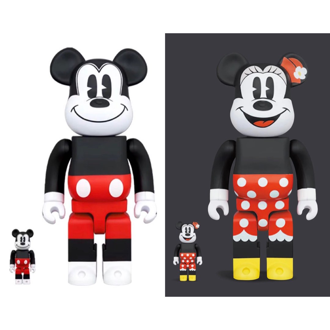 RARE SET SEALED 400% Bearbrick Mickey Mouse R&W 2020 and 400% Bearbrick ...