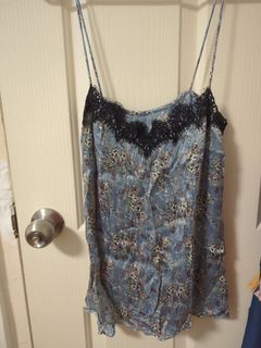 Satin-like spag camisole top teal blue