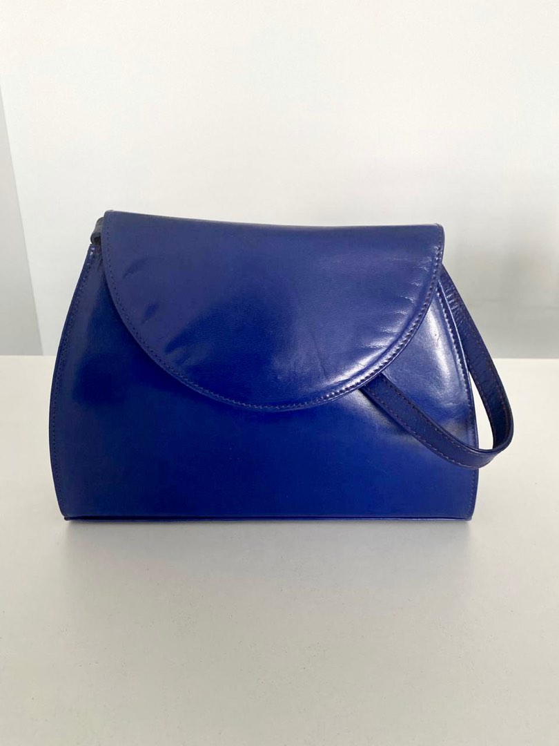 Authentic Charles Jourdan Of Paris Electric Blue Leather Shoulder Bag Womens Fashion Bags 