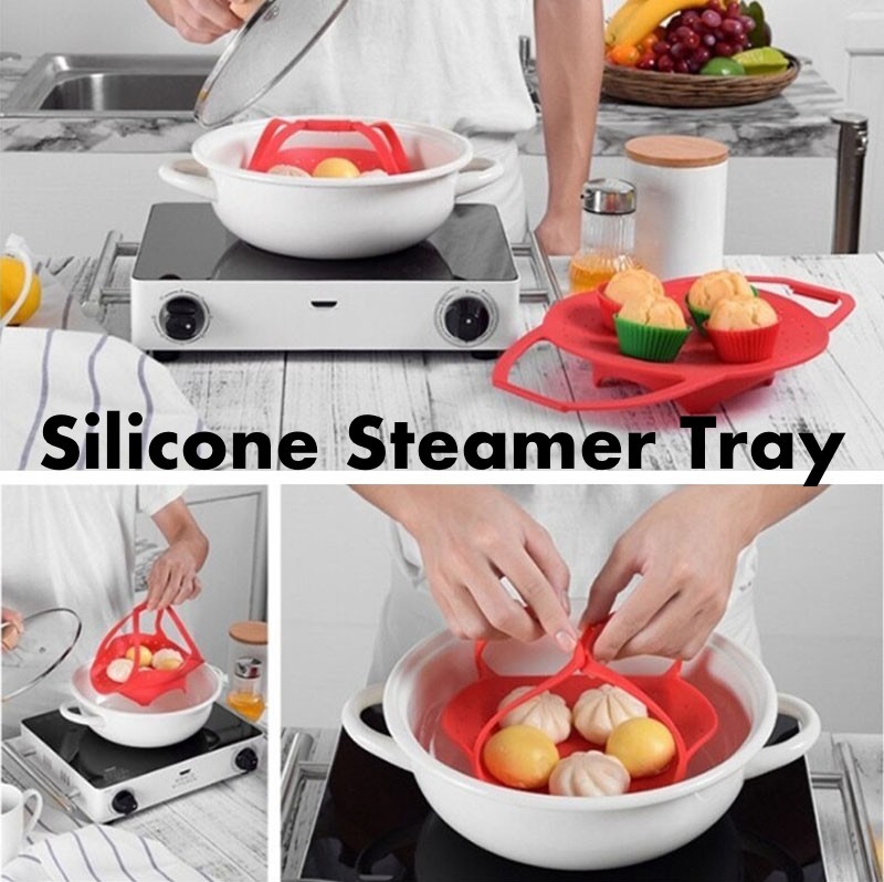 Silicone Steamer Steaming Tray Silicon Steam Basket Stand Rack Shelf