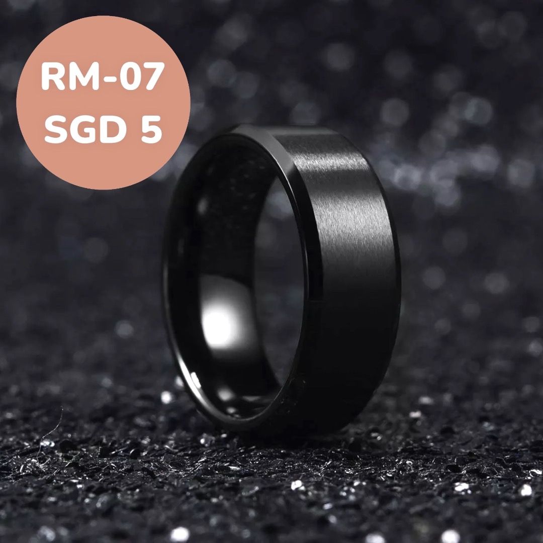 Smooth Black Breathable Silicone Ring Band for Men and Women