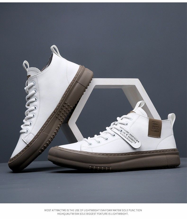 Sneakers Fashion Man Leather Men s Flat Shoes Height Increasing