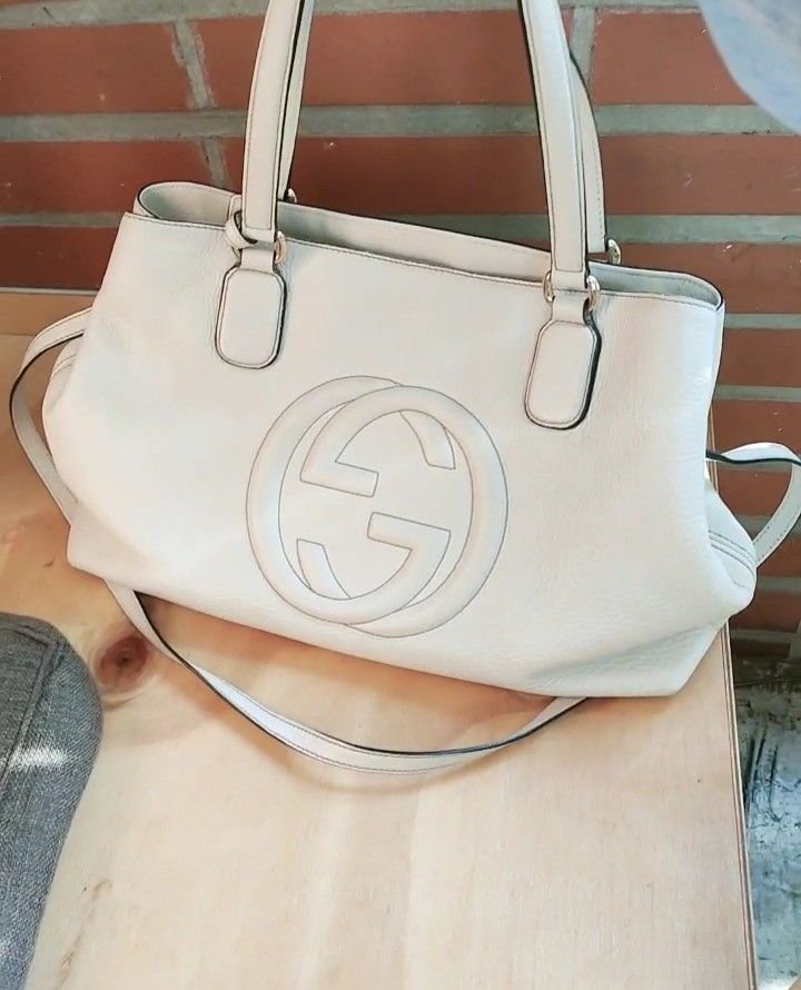 STEAL Gucci gucci Soho shoulder bag crossbody cross body sling bag handbag large tote bag white AUTHENTIC