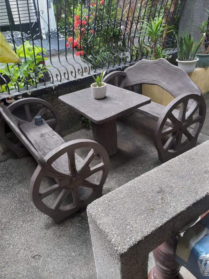 Stone Garden Set, Furniture & Home Living, Outdoor Furniture on Carousell
