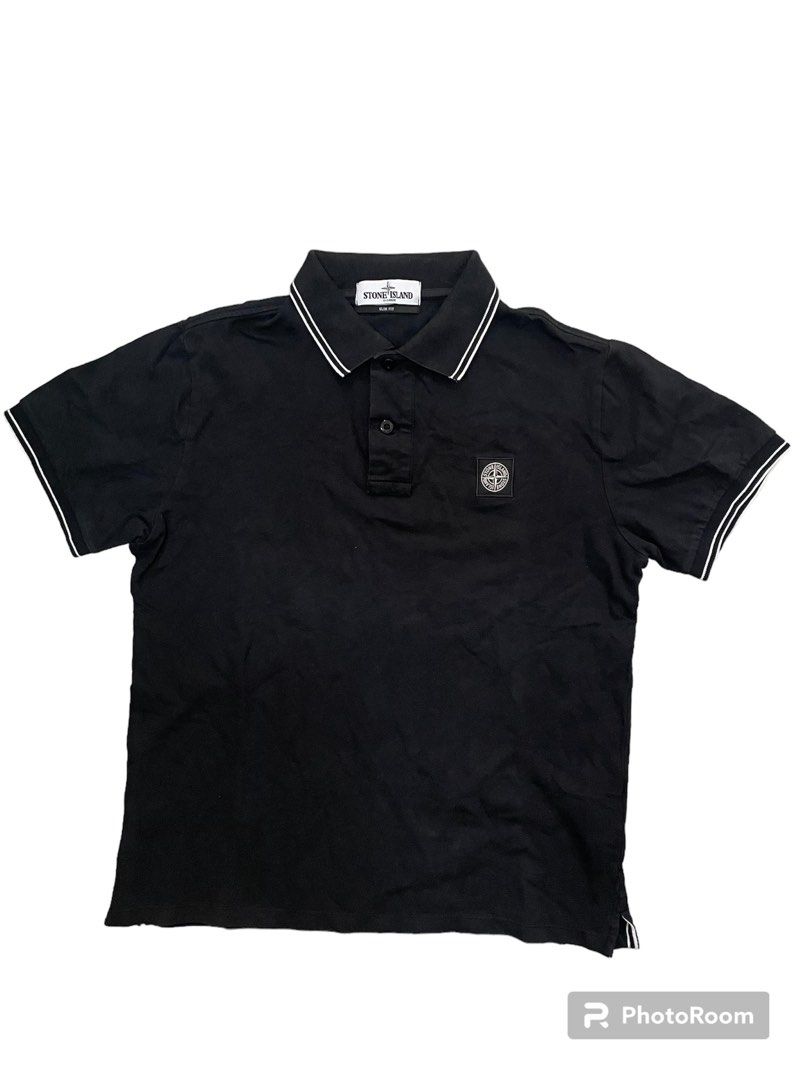 Stone island black online polo