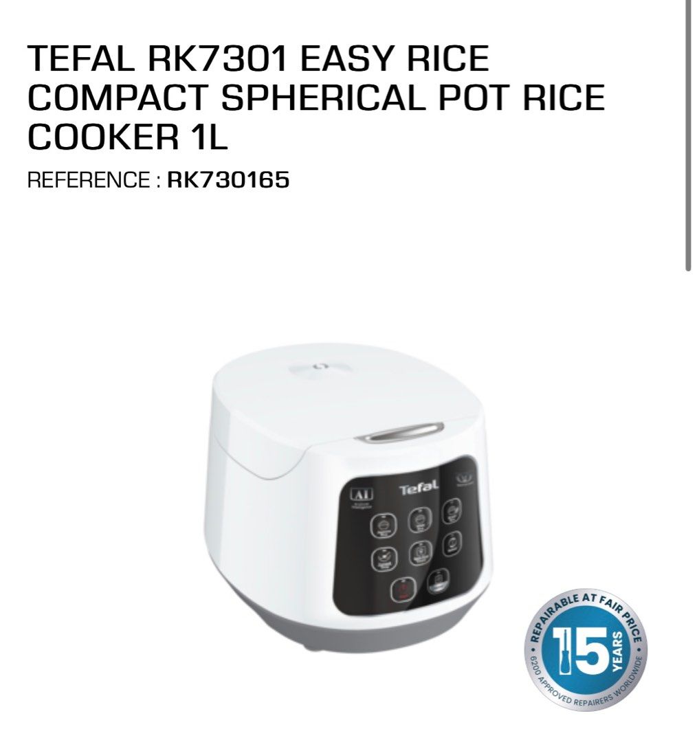 Tefal Easy Compact Fuzzy Logic Rice Cooker 1L RK7301, TV & Home ...
