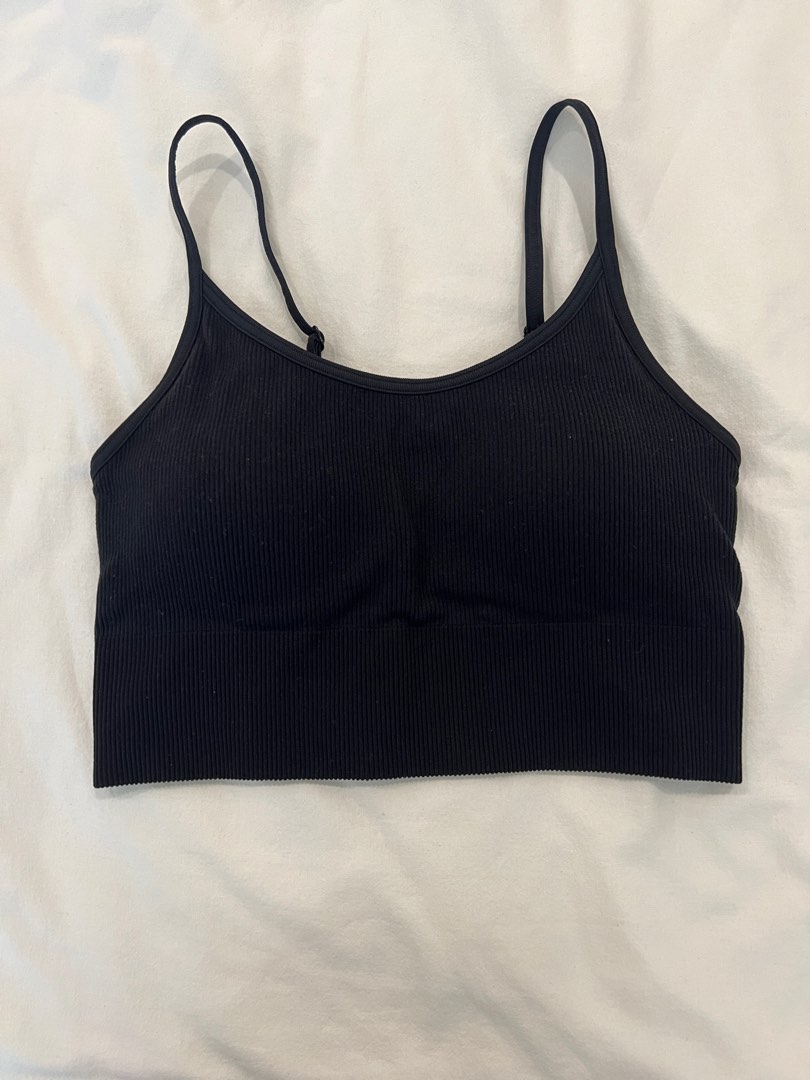 Uniqlo Black Ribbed Bralette Top, Women's Fashion, Activewear on Carousell