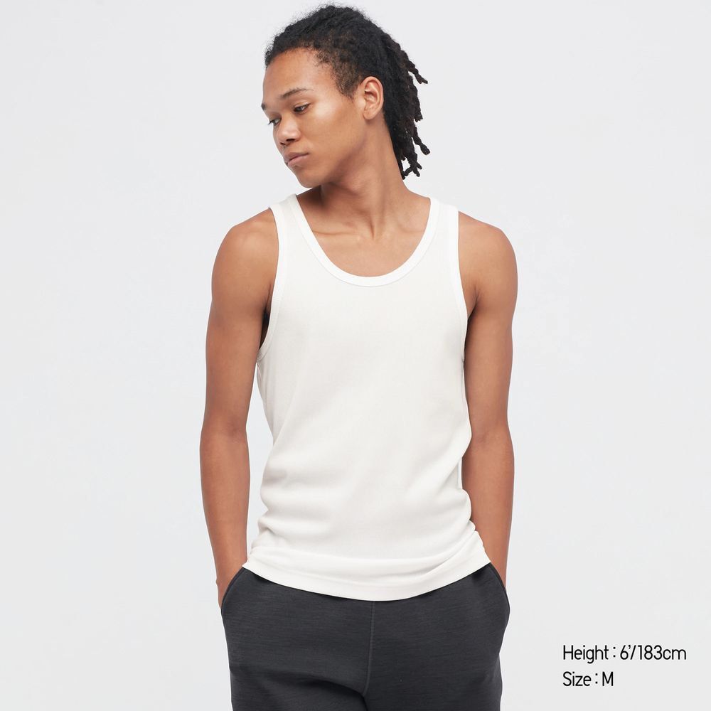 uniqlo dry ribbed tank top, Men's Fashion, Tops & Sets, Vests on Carousell