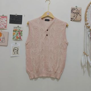 Unisex Argyle vest ketupat rompi outer inner tanktop tank top atasan rajut knit knitwear sweater cardigan cardi aztec