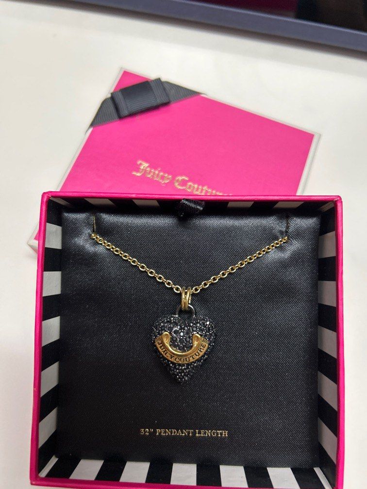 vintage juicy couture black heart cryst necklace Women s Fashion