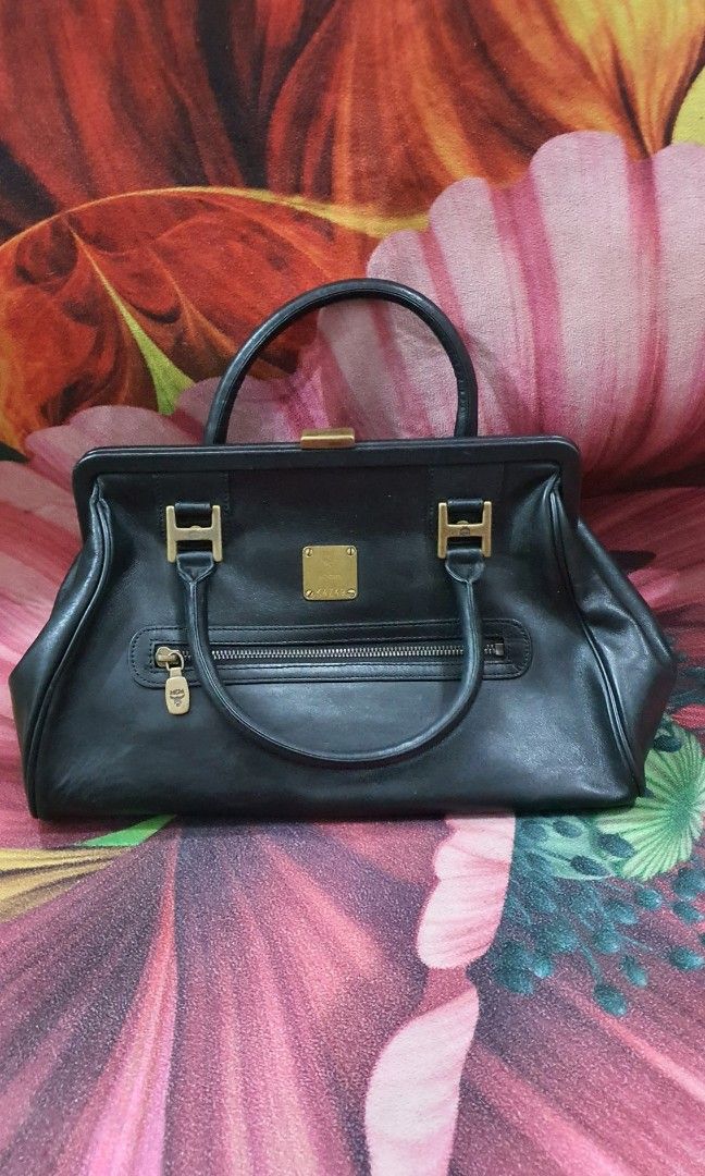 MCM Boston Doctors Bag Black, Luxury, Bags & Wallets on Carousell