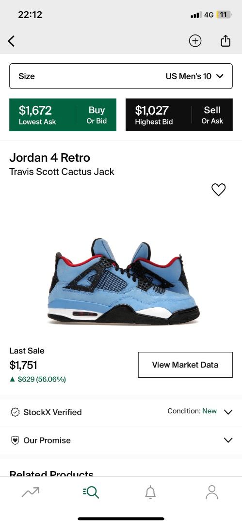 Stockx jordan hotsell 4 travis scott