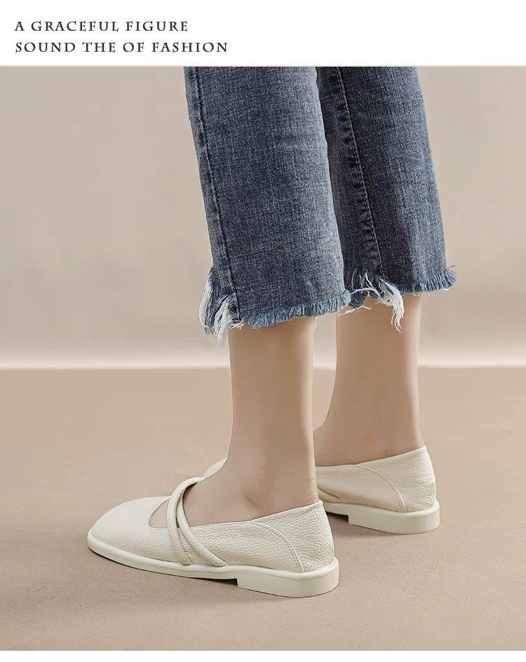 White soft leather flat shoes hotsell