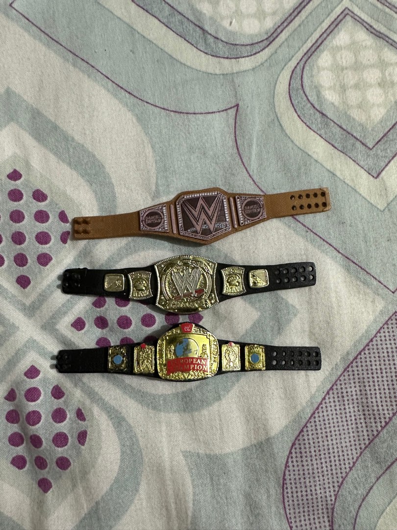 WWE Mattel Elite Lot of Belts 2 Spinner Championship, European Championship, EcoFriendly Belt