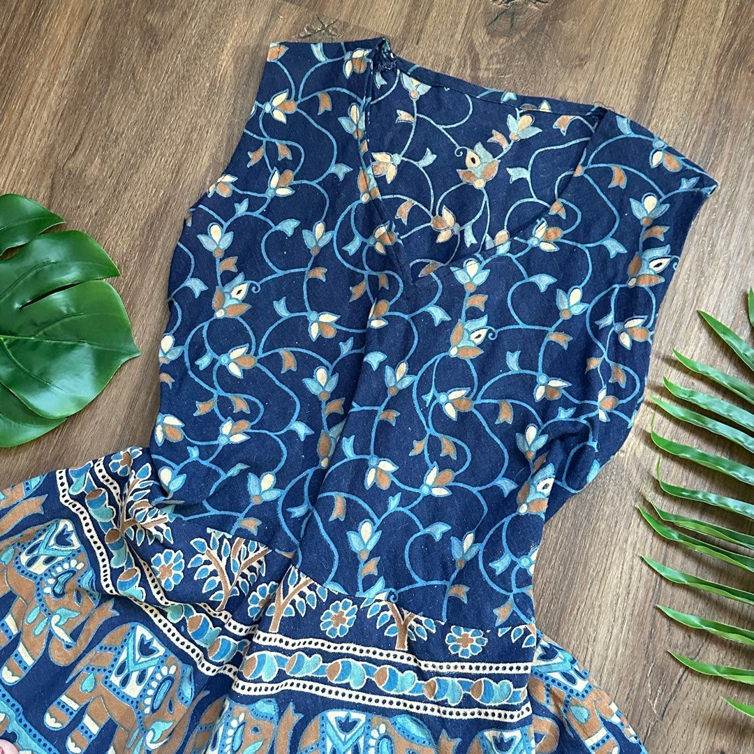 XS M Blue Elephant Flowy India Gown Women s Fashion Dresses Sets Dresses on Carousell
