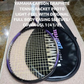 YAMAHA CARBON GRAPHITE TENNIS RACKET PROTO LIGHT-FEEL WITH ORIGINAL FULL BODY CASING SLEEVES/COVER USL 1 (4 1/8)