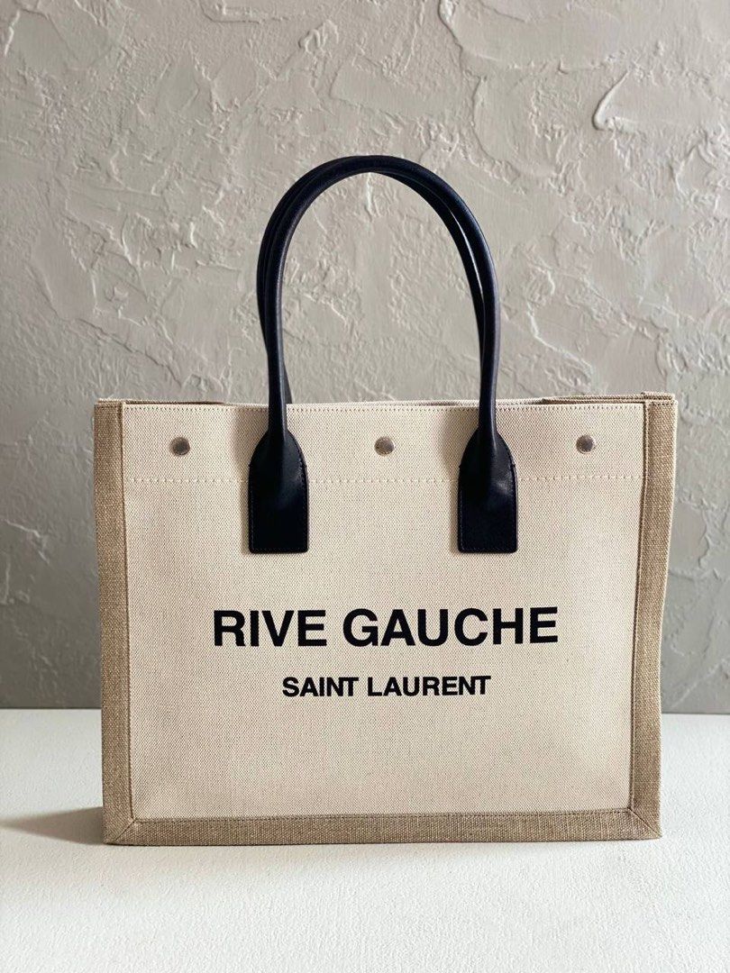 Saint Laurent Rive Gauche Black Canvas Tote Bag (Pre-Owned)