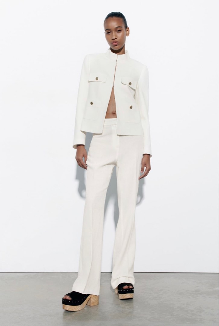 FLARED TROUSERS - Oyster White