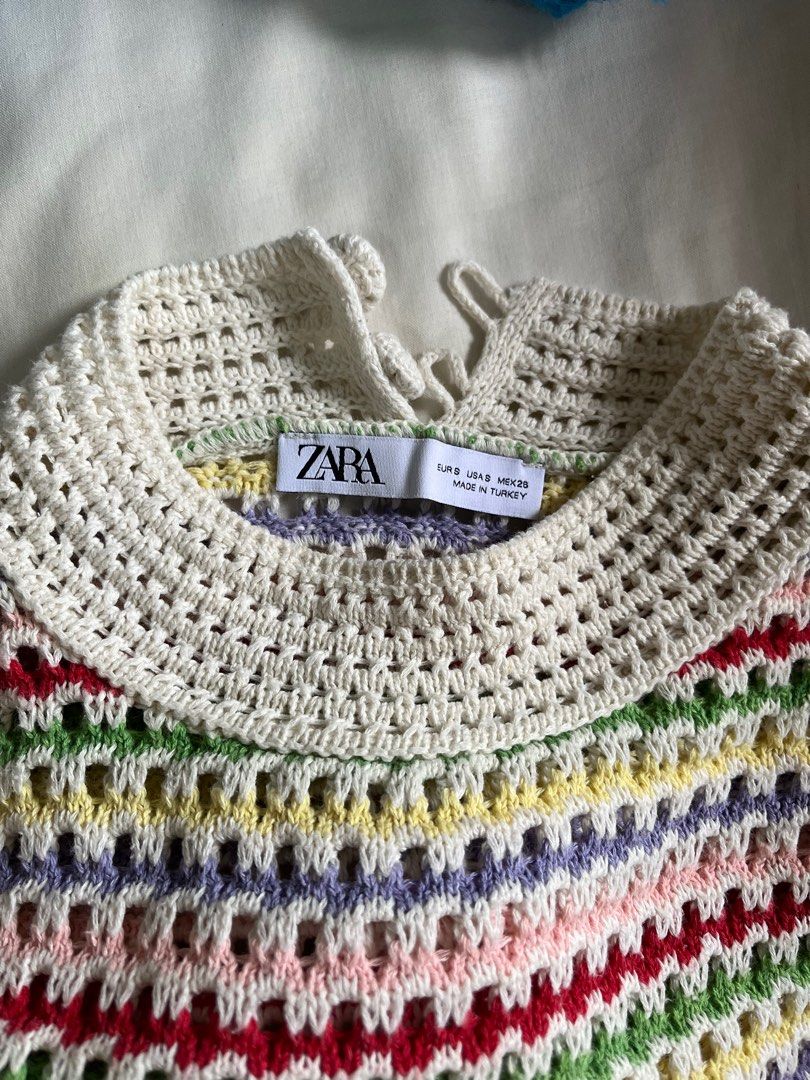 Zara rainbow crochet top
