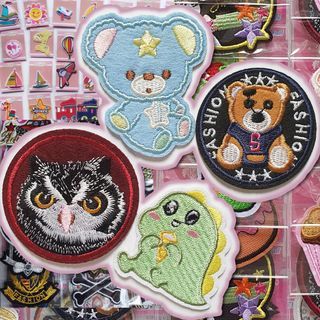 23649 牛仔造型布貼(1入)約3~5.5cm 西西手工藝材料 臂章刺繡徽章 熊熊電繡動物貼布 拼布補丁貼片 滿額免運
