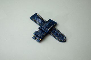 24mm/20mm Blue Crocodile Hornback leather strap for Panerai watch and other watches