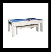 8FT BILLIARDS, DINING AND PING PONG TABLE WITH 2 PCS BENCH SET