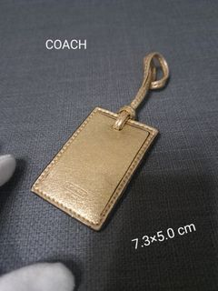 真品 金色金屬真皮 荔枝牛皮 coach 荔枝皮 小行李吊牌 二手行李吊牌 吊飾配飾 包包手提把 正品專櫃版