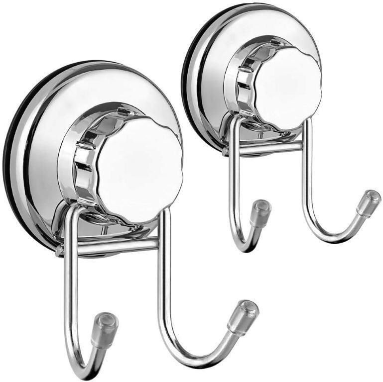 SANNO Suction Cup Shower Caddy with Hooks,Powerful Suction Cup