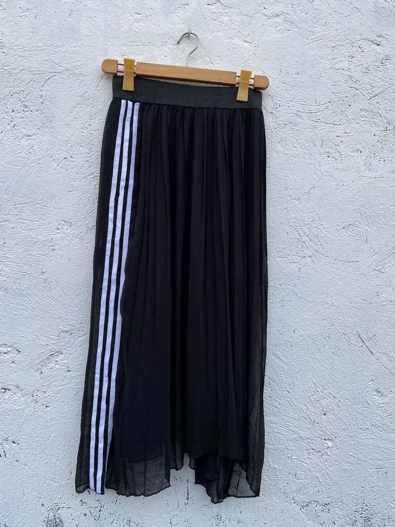 Adidas Pleated Maxi Skirt With 3 Stripe