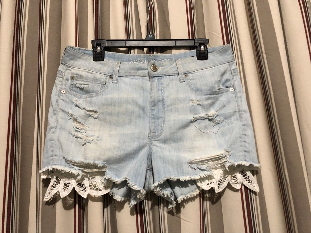 AMERICAN EAGLE Ripped Hi Rise Shortie Super Stretch Shorts