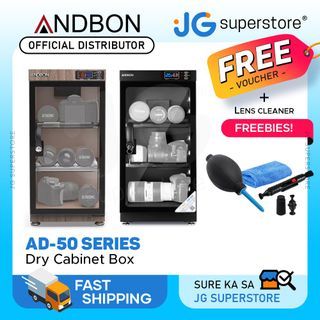 Andbon 50L Dry Cabinet Box Liters Digital LCD Display with Automatic Humidity Controller for Lens and Cameras (Black, Wooden) | AD-50S, AD-50S-RM | JG Superstore