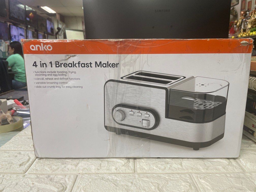 Anko 4 in 1 Breakfast Maker (Category: Cookers) located in Pasay City. Submitted by meostore (Listing ID 1254902262, Image 1). Description: No issue at all Complete 220v ready to use Pm for more details With box and manual.
