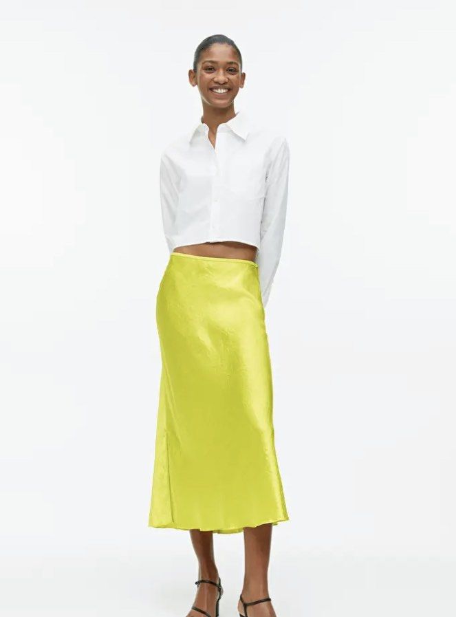 Bias cut satin skirt green sales