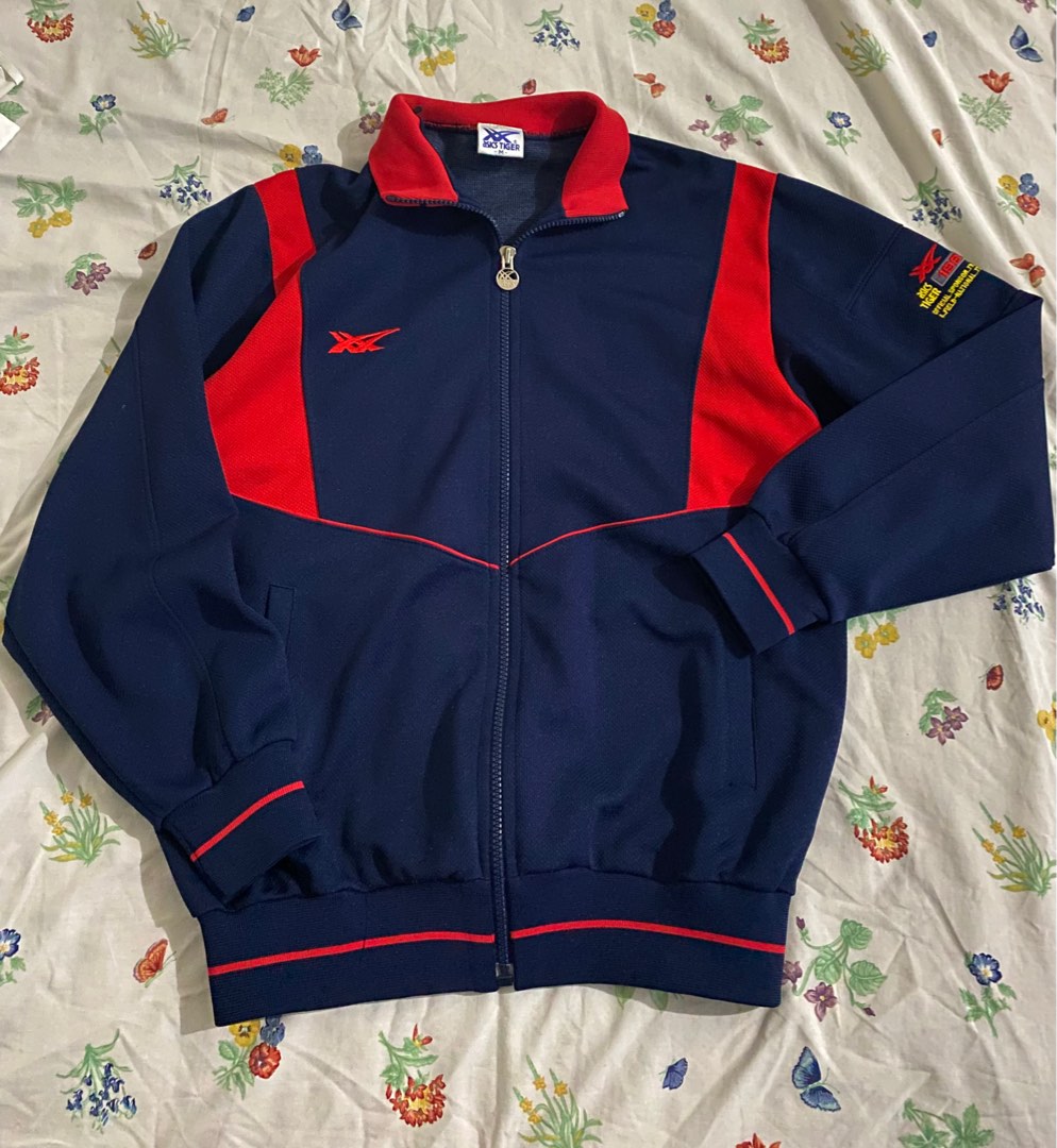 ASICS blue and red track jacket, Women's Fashion, Coats, Jackets and