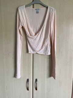 AUTH FOREVER 21  ATHLEISURE PEACH WORKOUT OUTFIT COVER UP TOP BLOUSE
