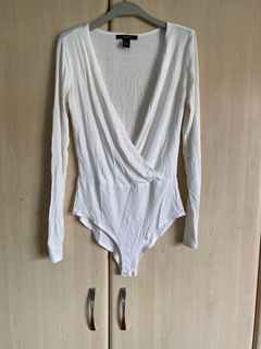 AUTH FOREVER 21 OFF WHITE LONG SLEEVES TOP BLOUSE BODY SUIT SEXY