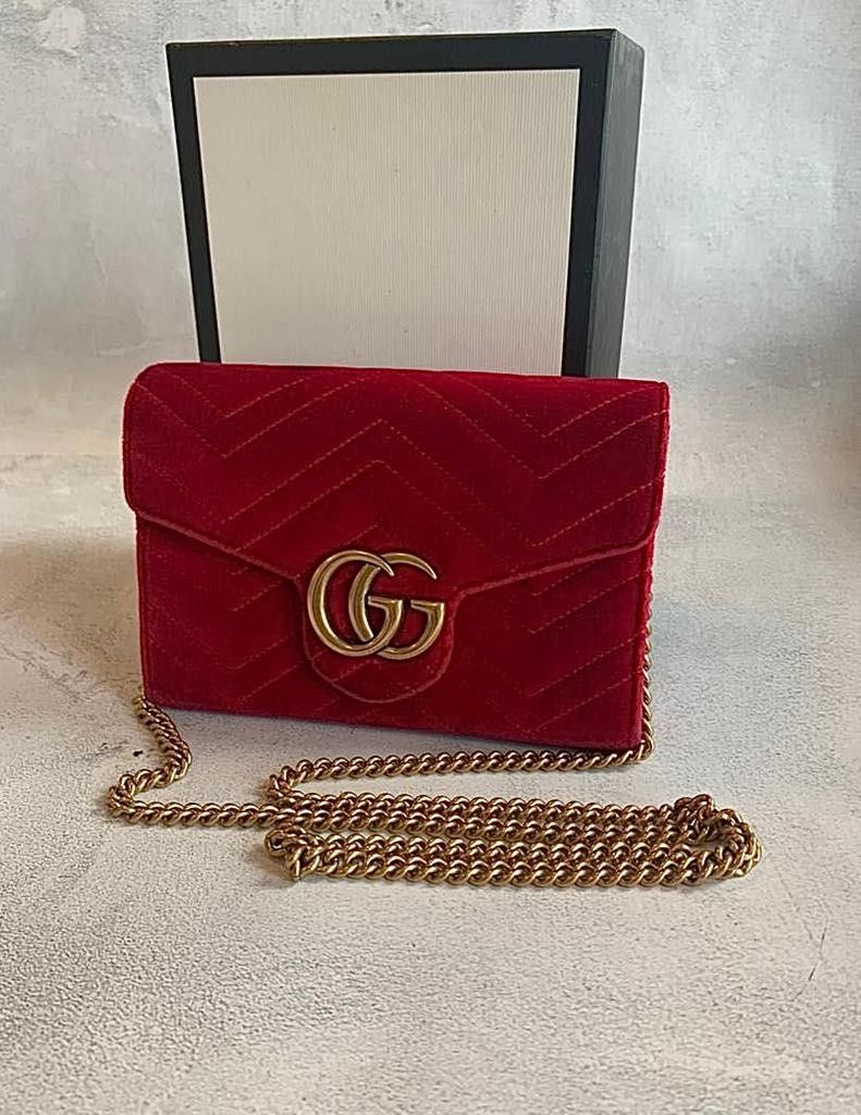 Gucci Marmont Bag Red Velvet Matelasse GG, Luxury, Bags & Wallets on  Carousell