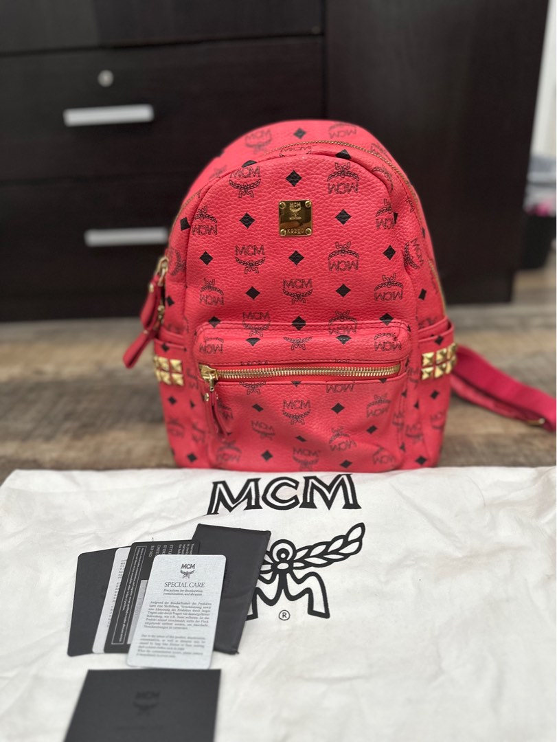 Mcm red bookbag sale
