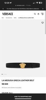 Authentic Versace Belt, Luxury, Apparel on Carousell
