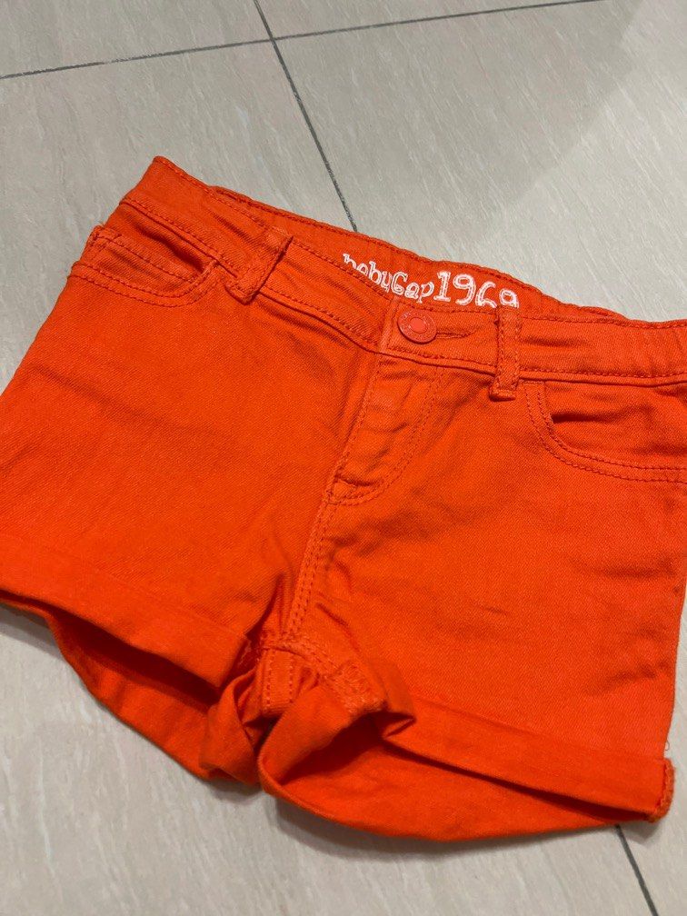 Baby Gap Girl Orange Denim Shorts 3y, Babies Kids, Babies Kids