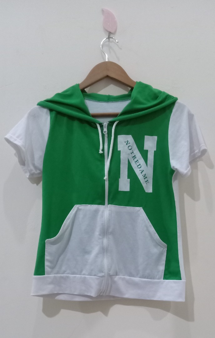 BAJU ROMPIE SPORTY HOODIE warna hijau putih resleling dan kantong depan ...