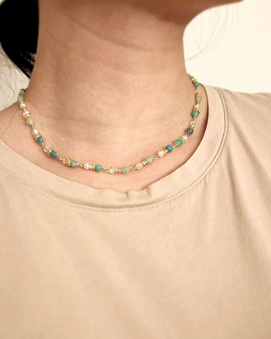 Beaded choker necklace Jade simple Women s Fashion Jewelry