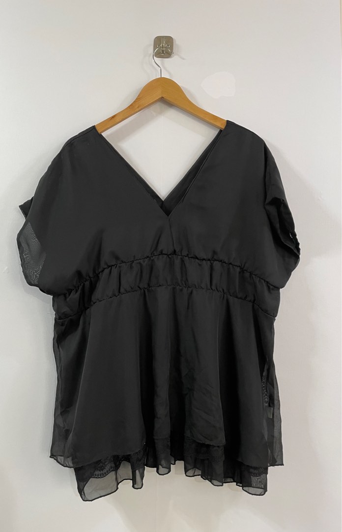 Black sheer on sale peplum top