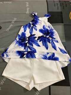 Blue & white romper