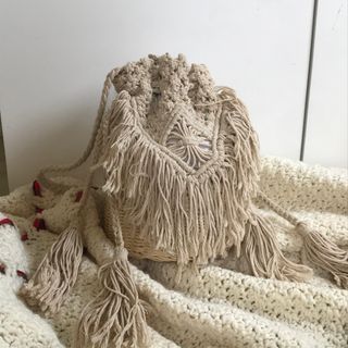 Macrame-Rattan Boho Beach Bag- Crochet