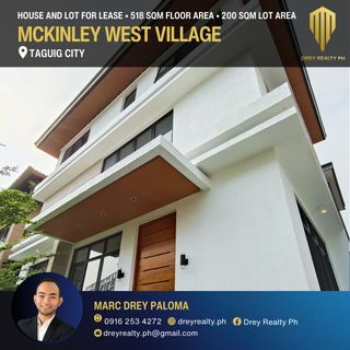 Brand New House in McKinley West Village at 518 SQM Floor Area, 3 Storey 3 Bedroom with Car Garage For Lease