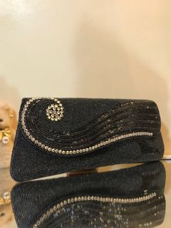 💜💕Bugle Bead Embellished Evening Clutch Bag
